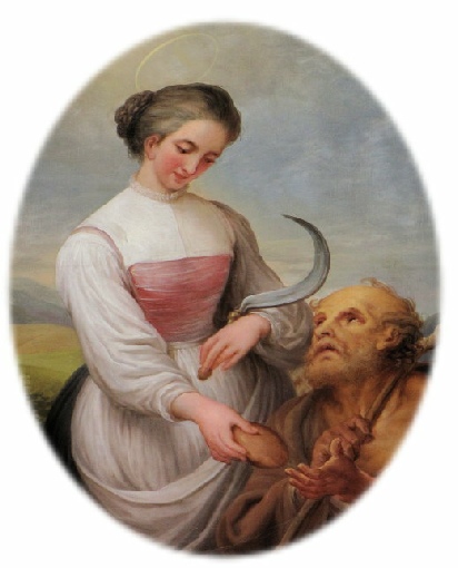 Hl. Notburga mit einem Bettler (Pfarrkirche Reith im Alpbachtal)